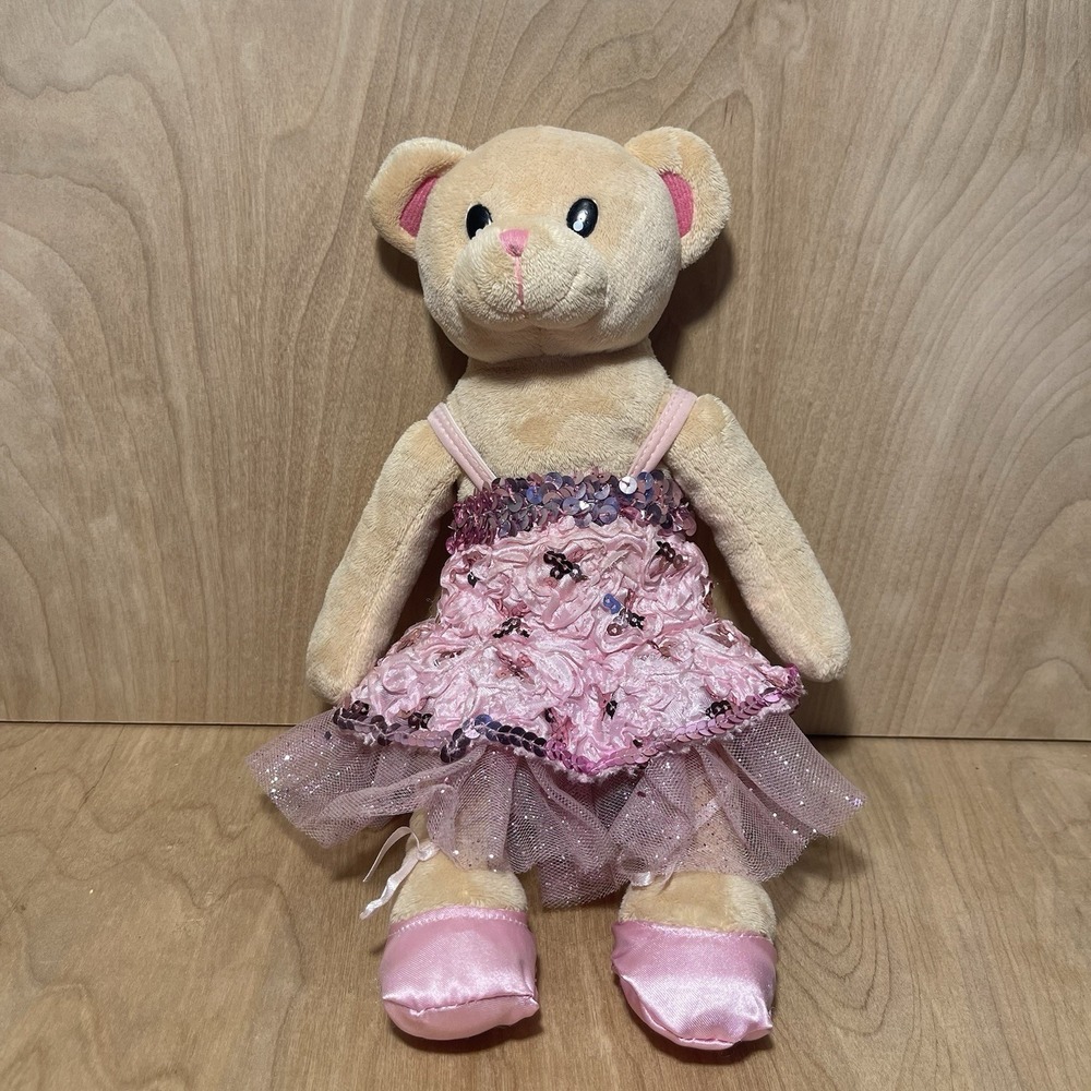 Vintage Weissman Dance Ballerina Bear Plush 12" Pink Sequin Tutu Shoes Bottoms